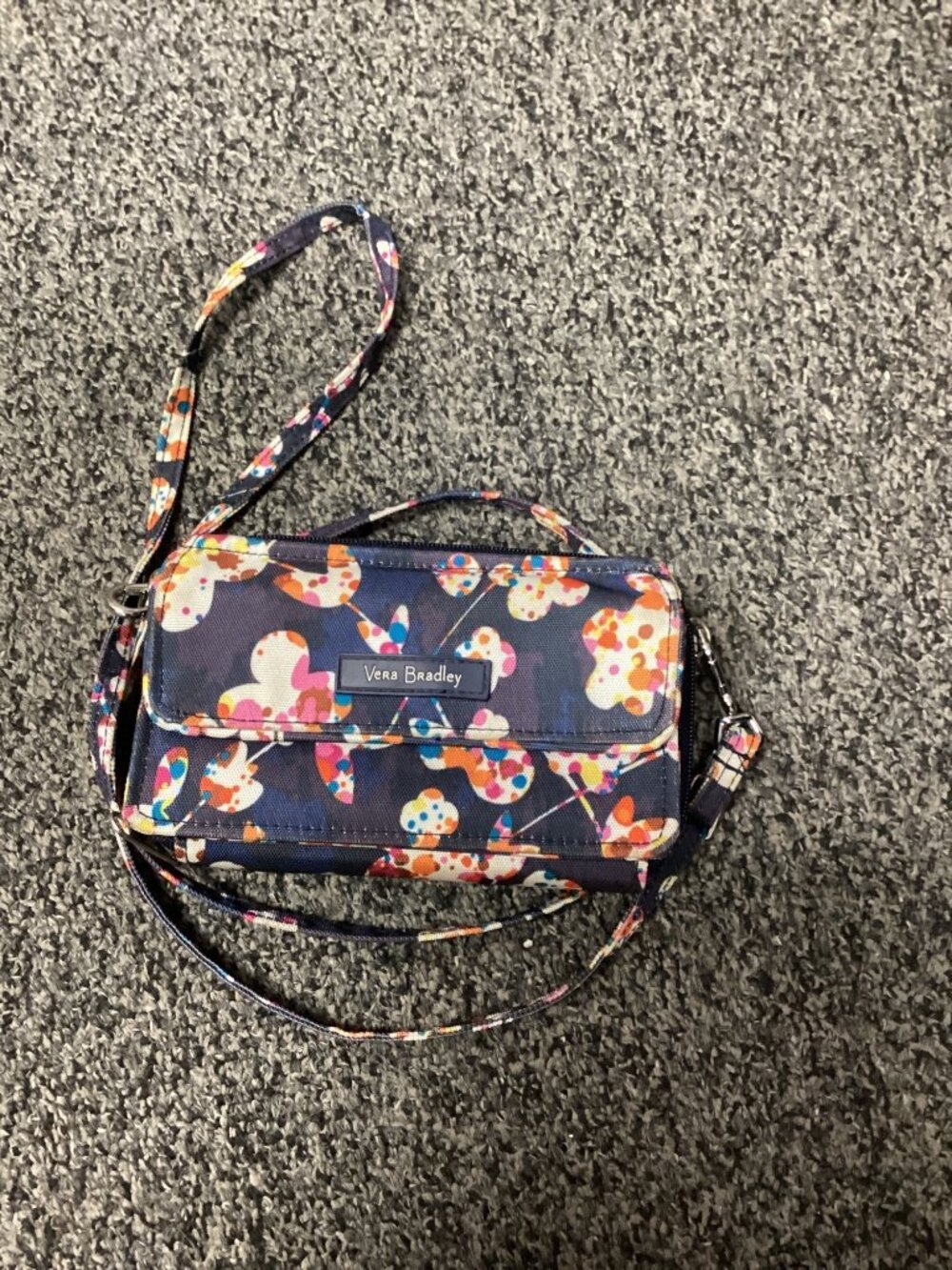 Vera Bradley Floral Wristlet Wallet Purse With Strap Multicolor  Zip Closure Car